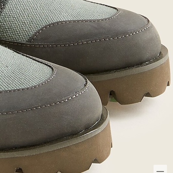 J Crew New Women's Gwen Canvas Lace-Up Lug-Sole Slate Green Boot Size 7 - Picture 3 of 9